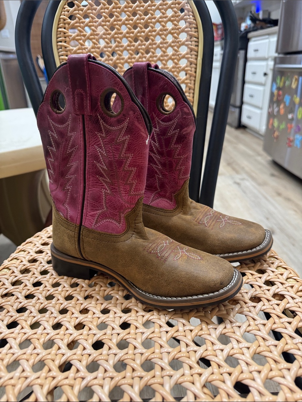 Shyanne Brown & Pink Kids Western Pull-On Boots